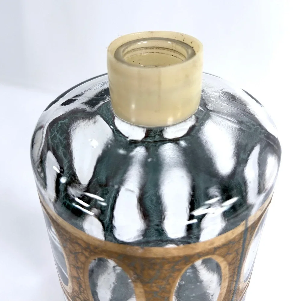 Vintage Culver Pisa Decanter‎ 22-karat Gold Gold Crackle Oval Cutout Barware